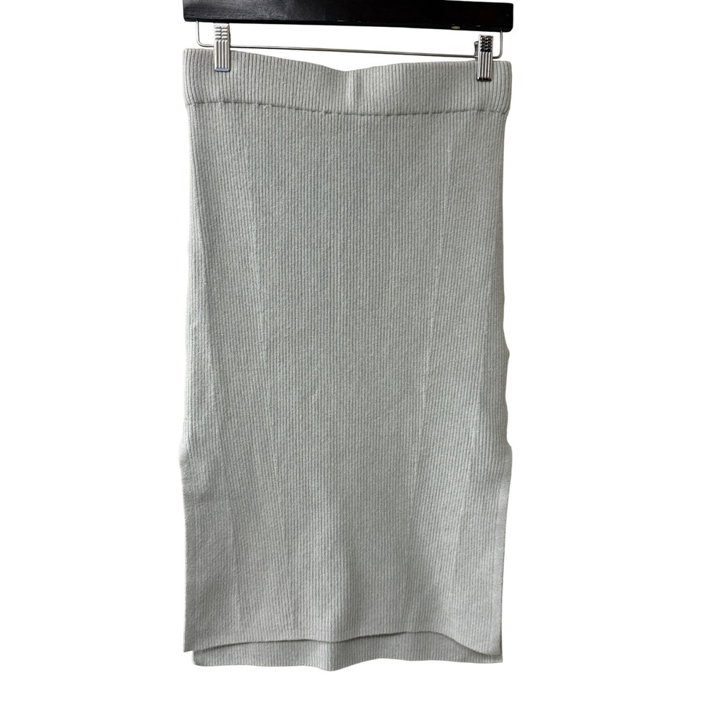 Abercrombie Fitch Women Ribbed Side Slits Sweater Skirt Cotton Medium Sage Green